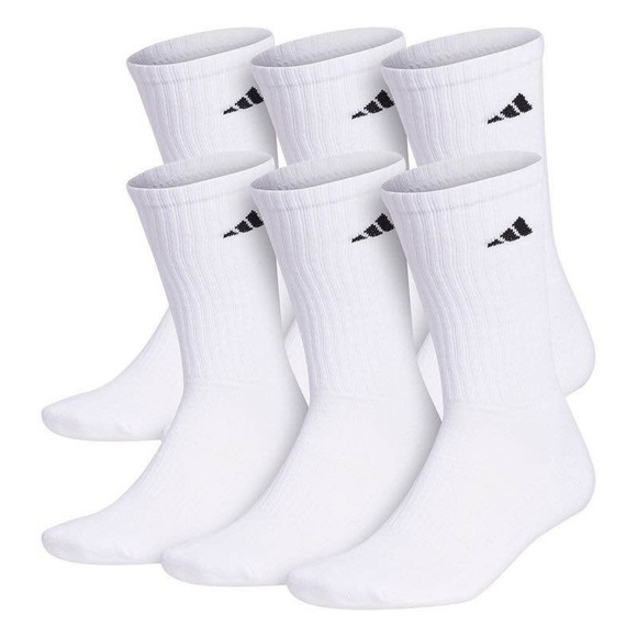 ADIDAS• ATHLETIC CUSHIONED CREW  SOCKS • 6 PAIRS - Picture 1 of 6